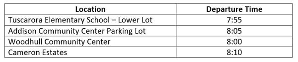 Shuttle Pick Up Times 